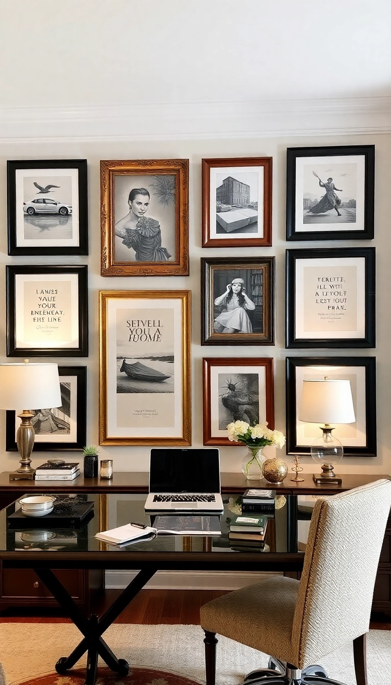 25 Stunning Home Office Wall Decor Ideas That'll Skyrocket Your Productivity! - 14. Custom Artwork or Prints