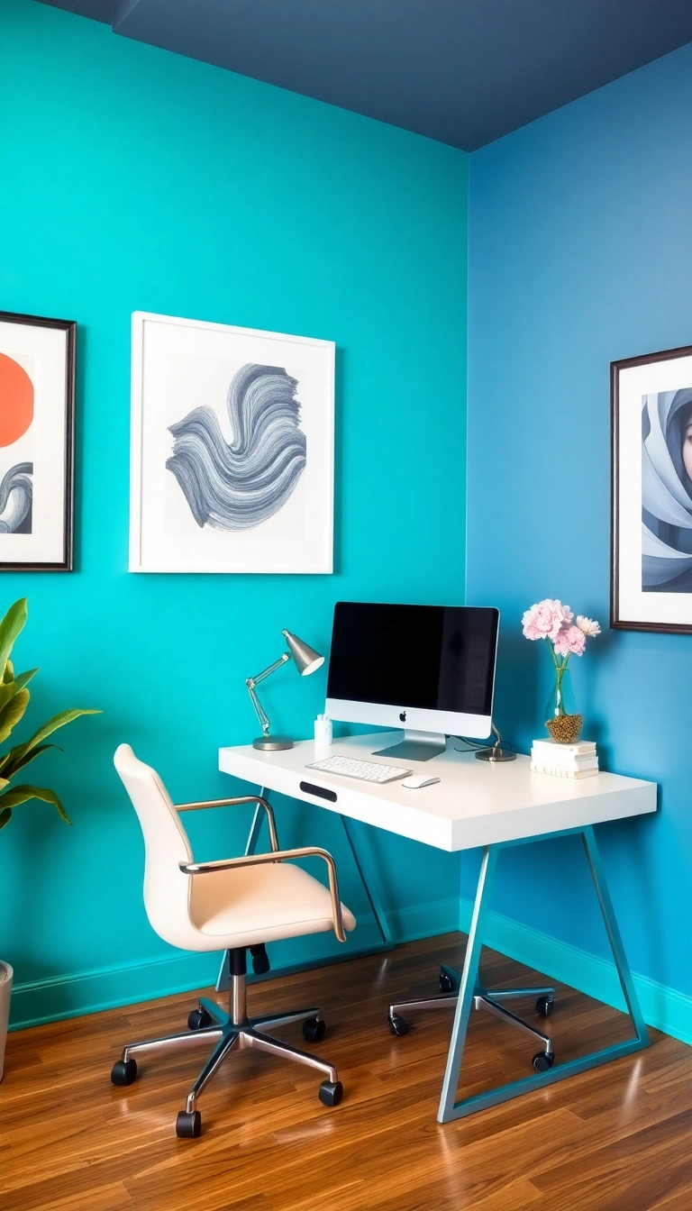 25 Stunning Home Office Wall Decor Ideas That'll Skyrocket Your Productivity! - 13. Accent Wall with Bold Colors