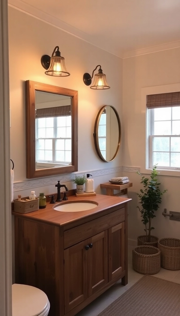 15 Stunning Bathroom Vanity Lighting Ideas to Transform Your Space (Wait Until You See #8!) - 9. Rustic Farmhouse Lights