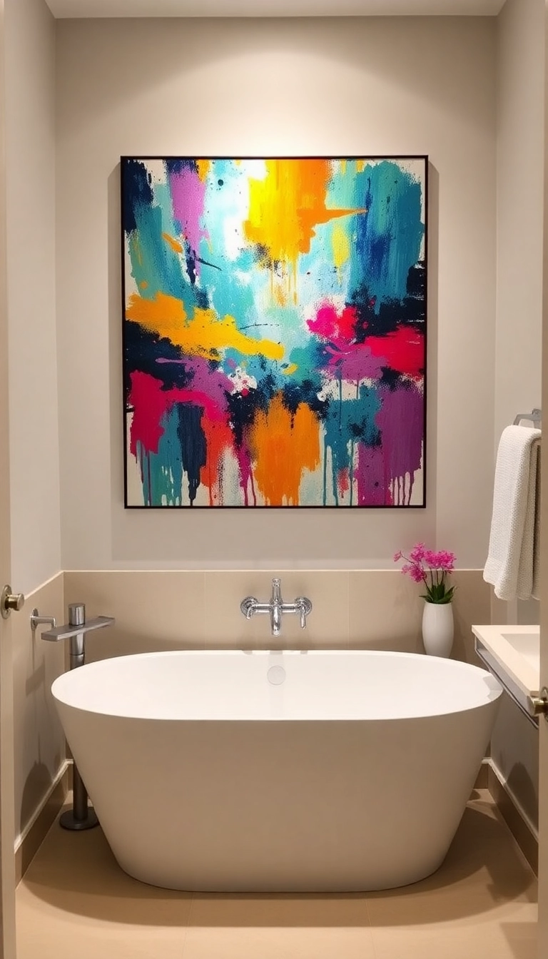 19 Luxurious Bathroom Decor Ideas That'll Make You Feel Like You're in a Spa Every Day! - 7. Statement Artwork