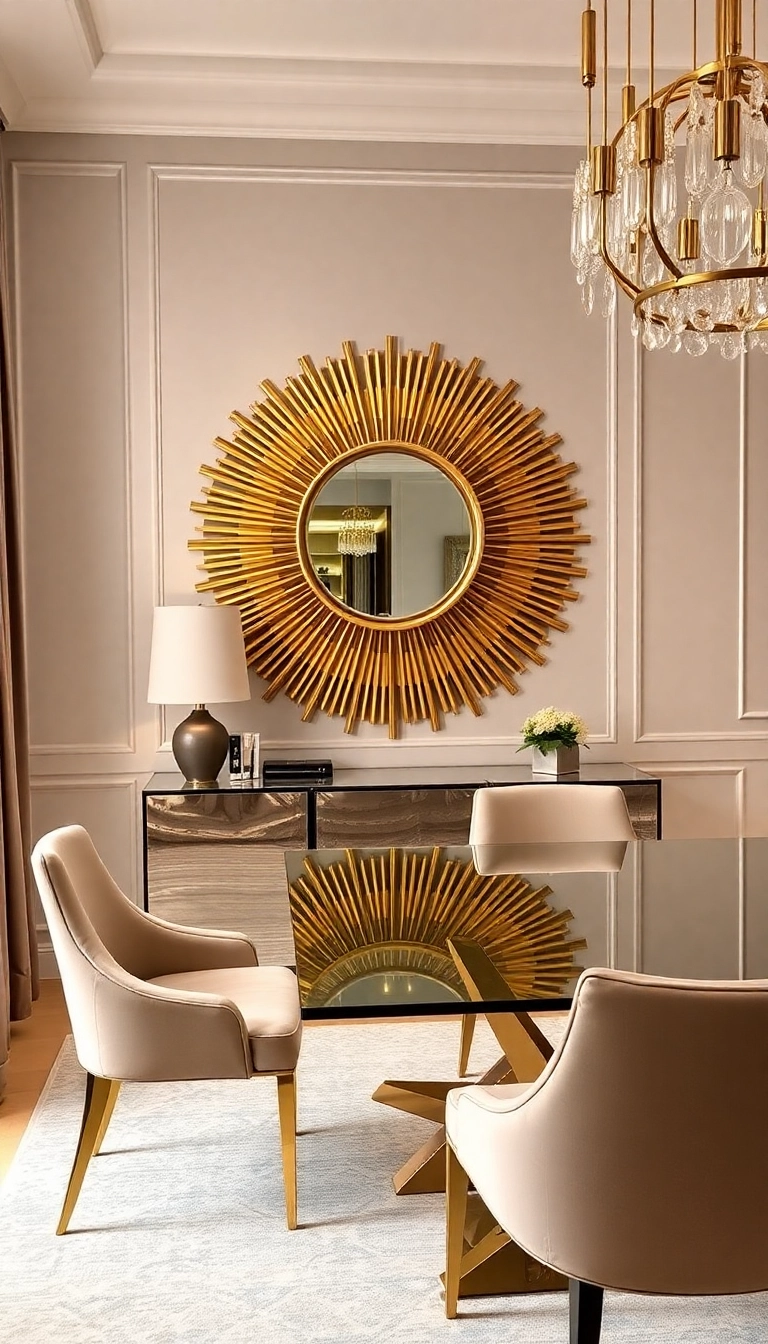 15 Elegant Decorative Mirrors to Transform Your Dining Space Instantly! - 1. The Sunburst Mirror
