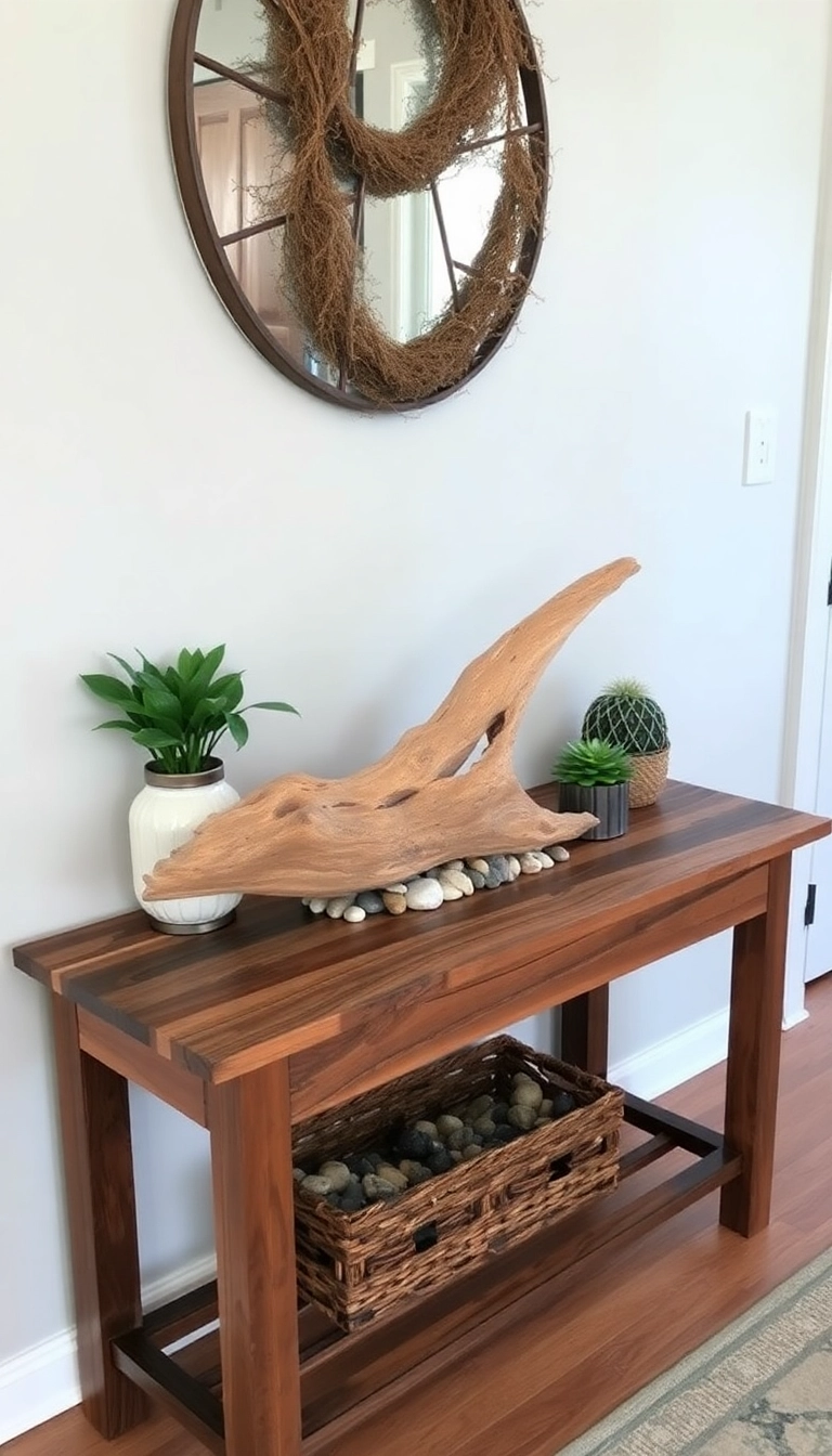 25 Stunning Entryway Table Decor Ideas That'll Welcome You Home in Style! - 14. Nature-Inspired Accents