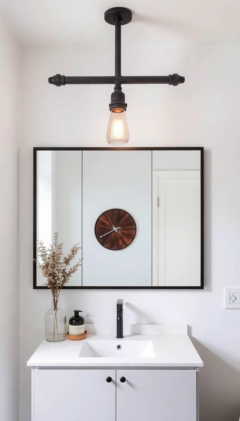 15 Stunning Bathroom Vanity Lighting Ideas to Transform Your Space (Wait Until You See #8!) - 11. Industrial Pipe Lighting