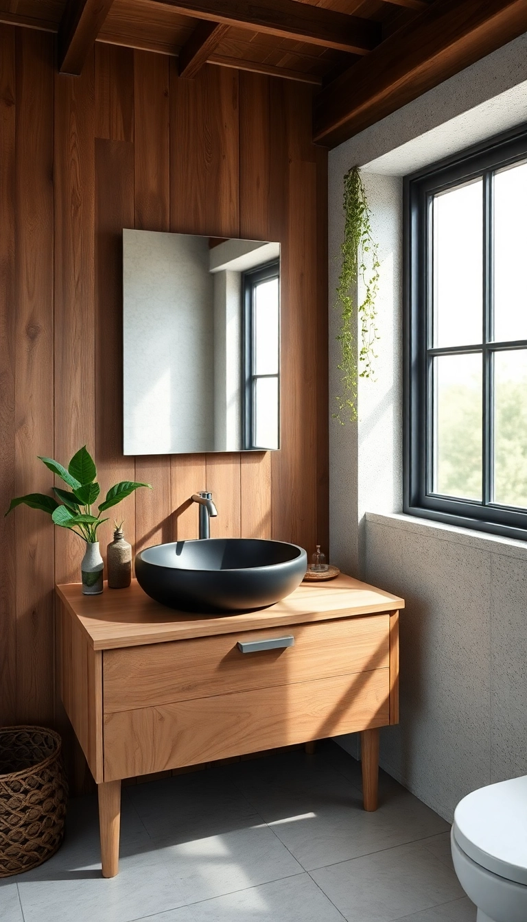 10 Stunning Modern Bathroom Sink Ideas That Will Elevate Your Space Instantly! - 5. Rustic Modern: Mixing Materials
