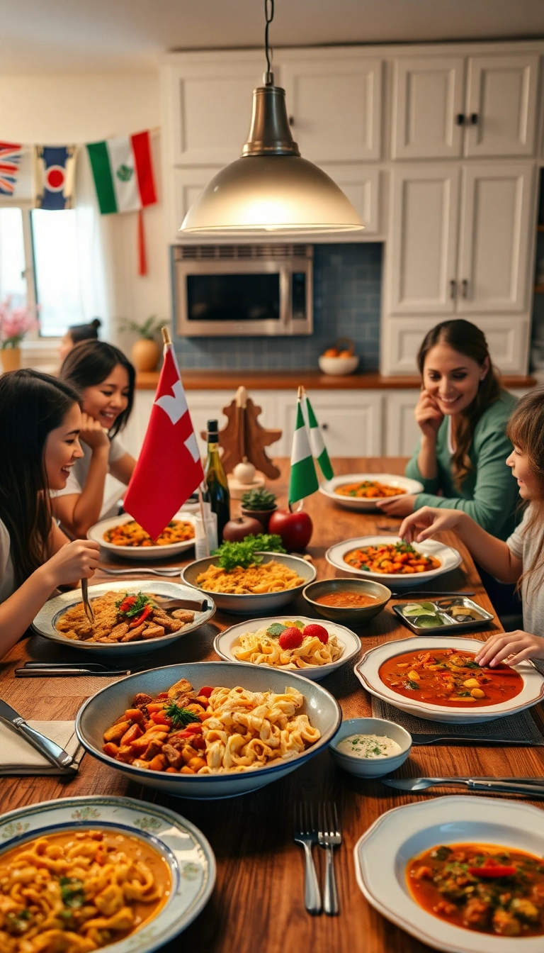 15 Heartwarming Kitchen Table Ideas for Unforgettable Family Gatherings (Don’t Miss #9!) - 10. International Cuisine Night