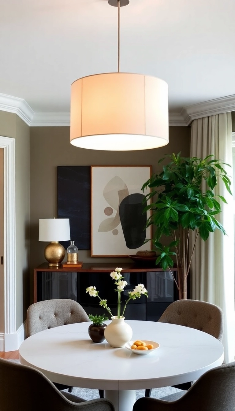 25 Affordable Dining Room Lights That Look Expensive (You Won't Guess Their Price!) - 7. Stylish Drum Shade Fixture