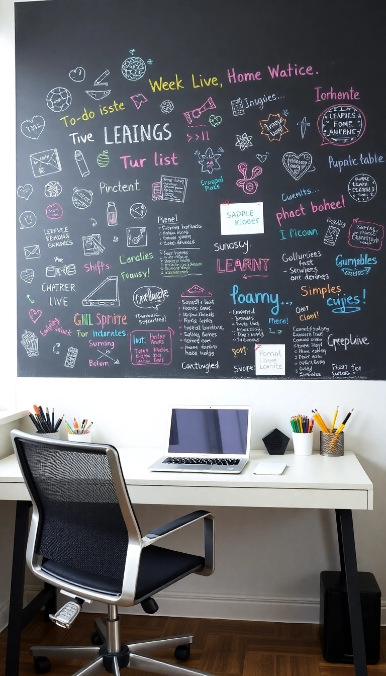 25 Stunning Home Office Wall Decor Ideas That'll Skyrocket Your Productivity! - 4. Chalkboard Wall