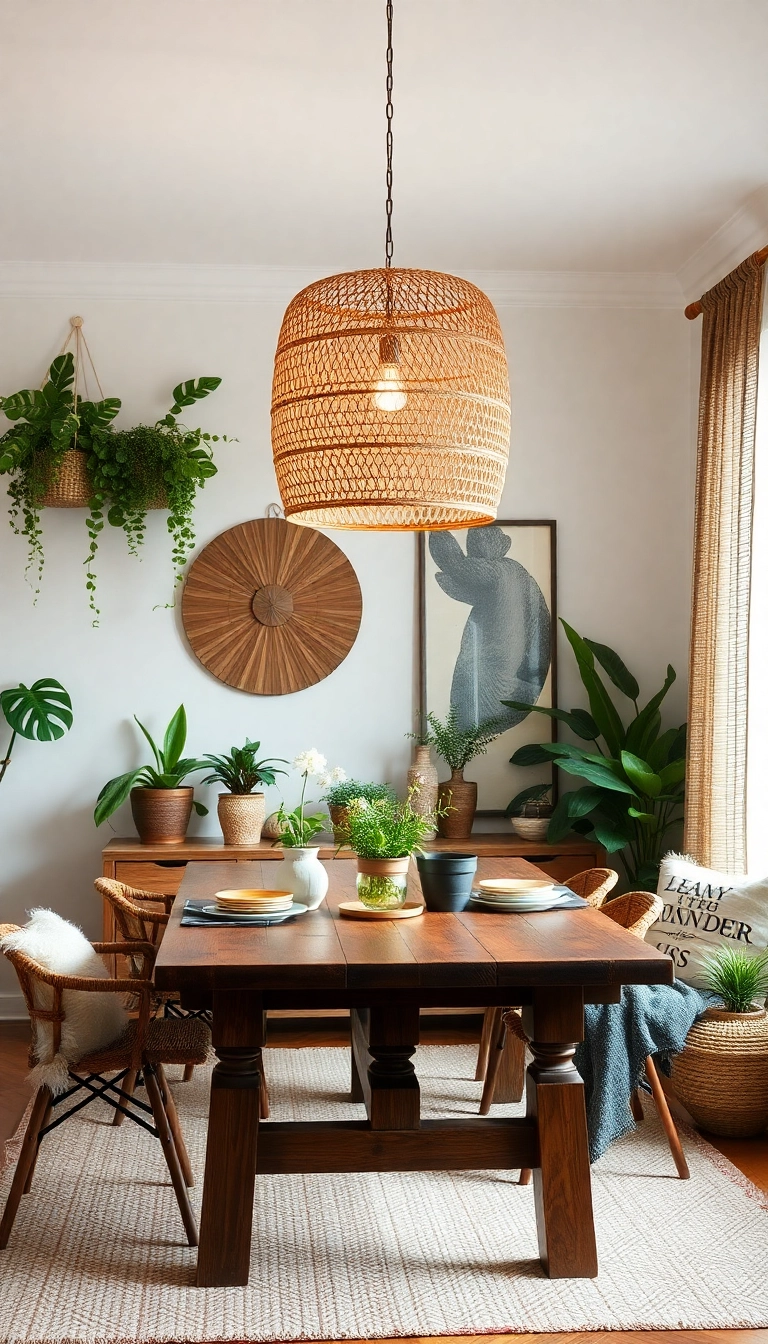 25 Affordable Dining Room Lights That Look Expensive (You Won't Guess Their Price!) - 10. Chic Rattan Pendant Light