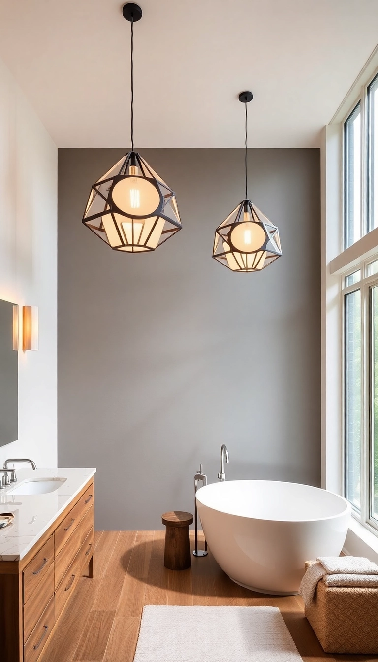 15 Stunning Bathroom Vanity Lighting Ideas to Transform Your Space (Wait Until You See #8!) - 3. Statement Pendant Lights