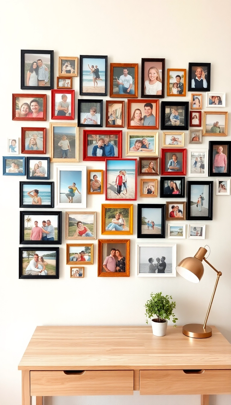 25 Stunning Home Office Wall Decor Ideas That'll Skyrocket Your Productivity! - 2. Gallery Wall of Personal Memories