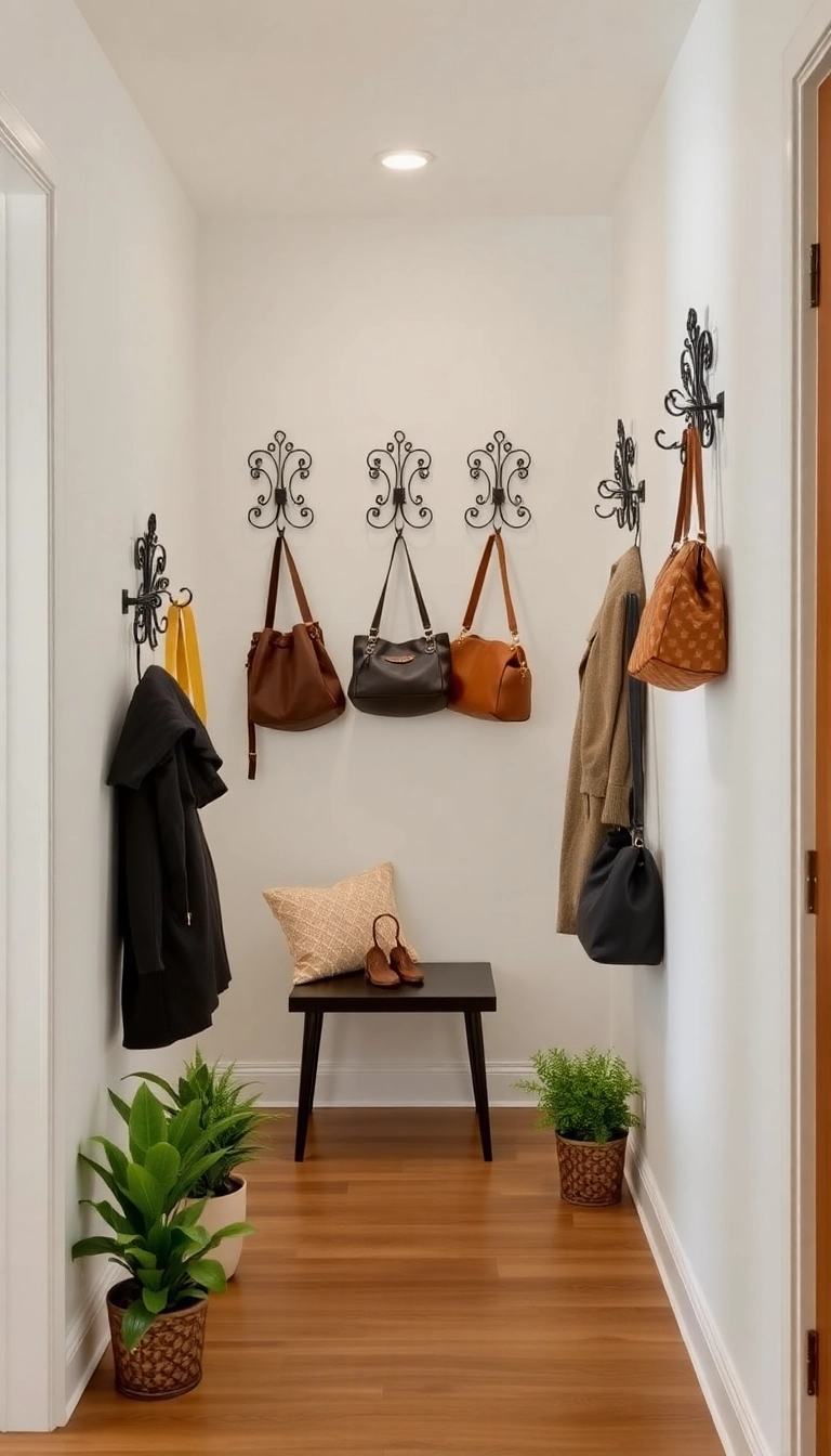 25 Brilliant Small Space Storage Hacks That Will Transform Your Apartment! - 6. Wall Hooks for Vertical Space