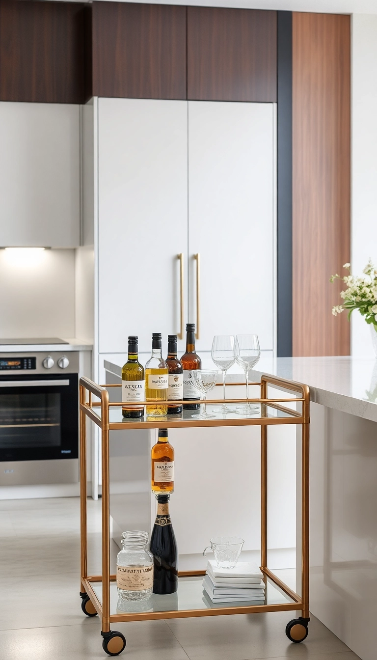 19 Modern Kitchen Decor Ideas That Are So Sleek, You Won't Want to Leave! - 6. Minimalist Bar Carts