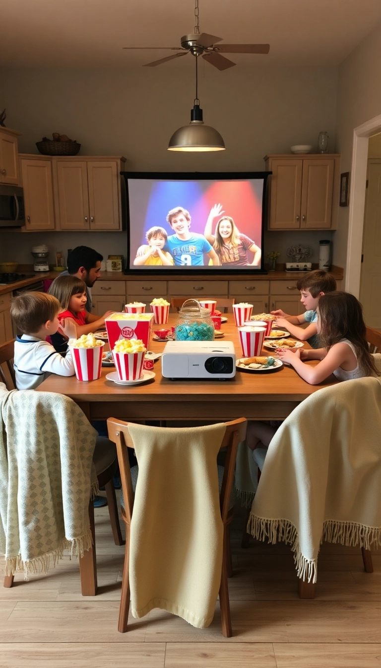 15 Heartwarming Kitchen Table Ideas for Unforgettable Family Gatherings (Don’t Miss #9!) - 6. Themed Movie Night