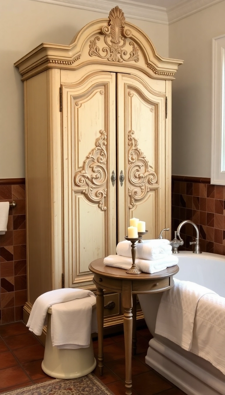 15 Stunning Traditional Bathroom Designs That'll Make You Say 'I Want This!' - 18. Antique Furniture Accents