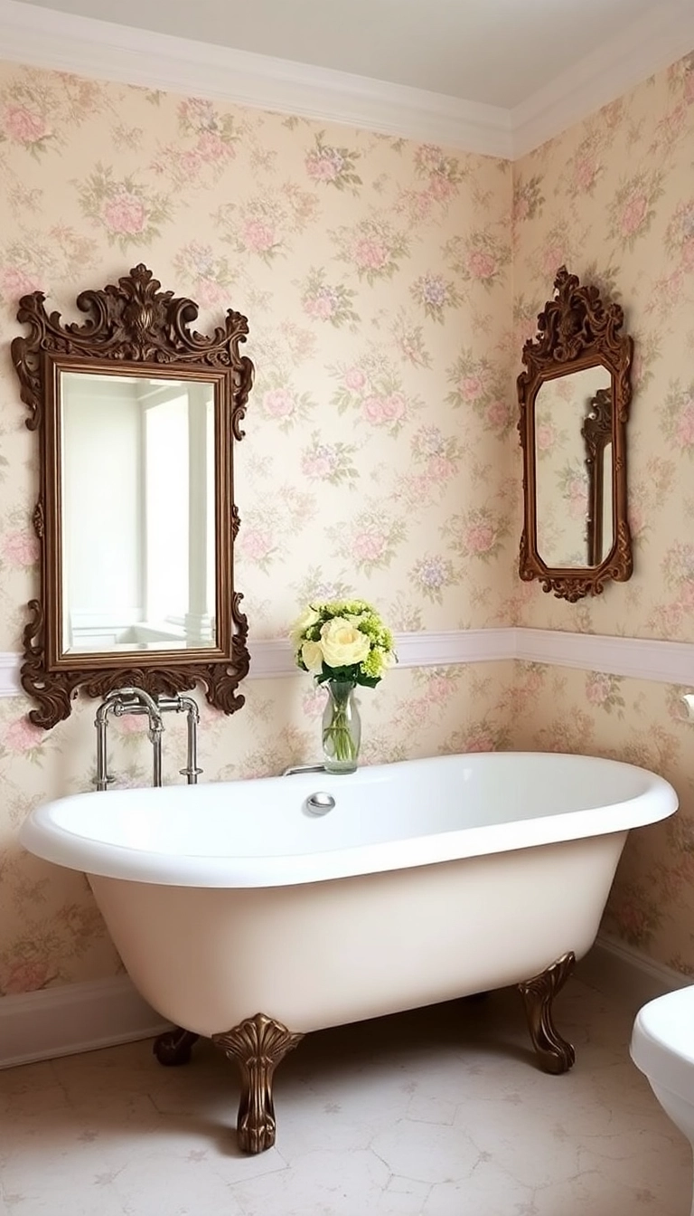 15 Stunning Traditional Bathroom Designs That'll Make You Say 'I Want This!' - 17. Vintage-inspired Wallpaper