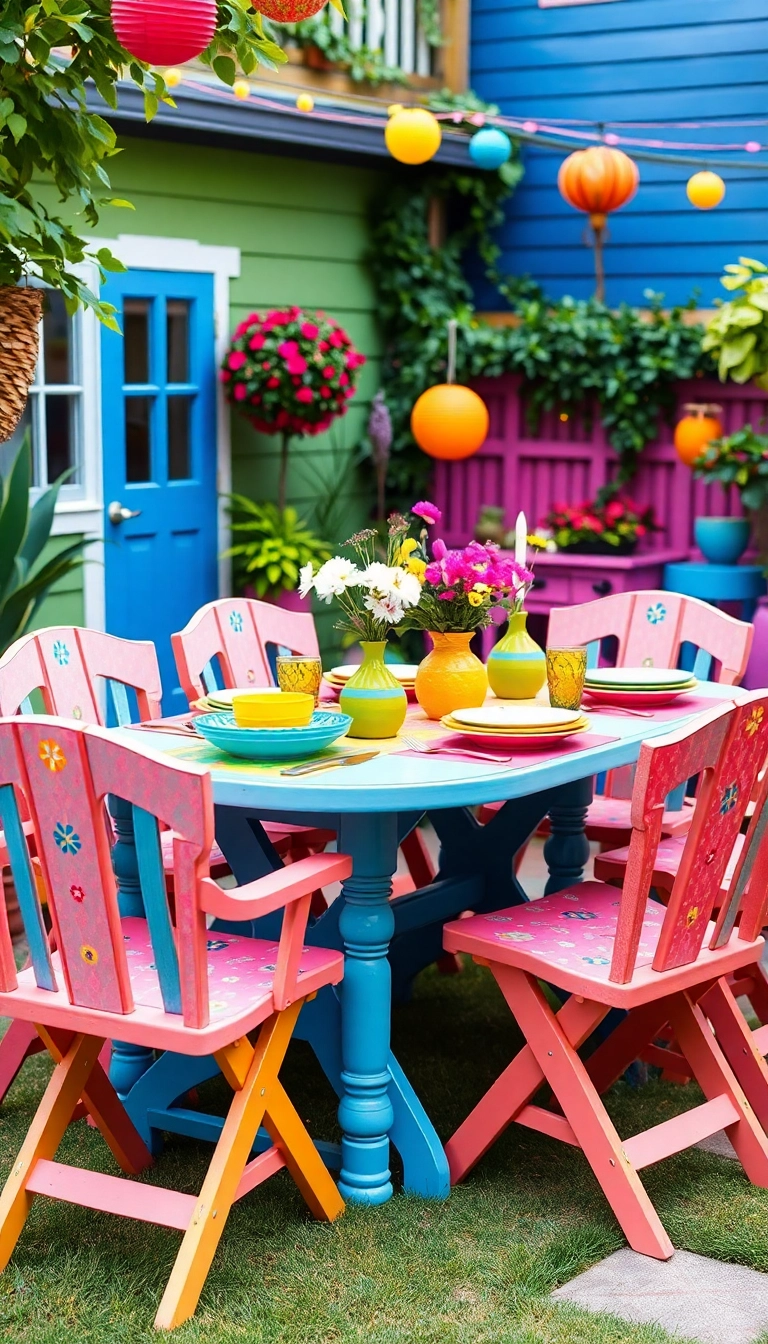 21 Decorative Garden Tables That Will Make Your Neighbors Jealous (You Won't Believe #5!) - 10. Colorful Pop