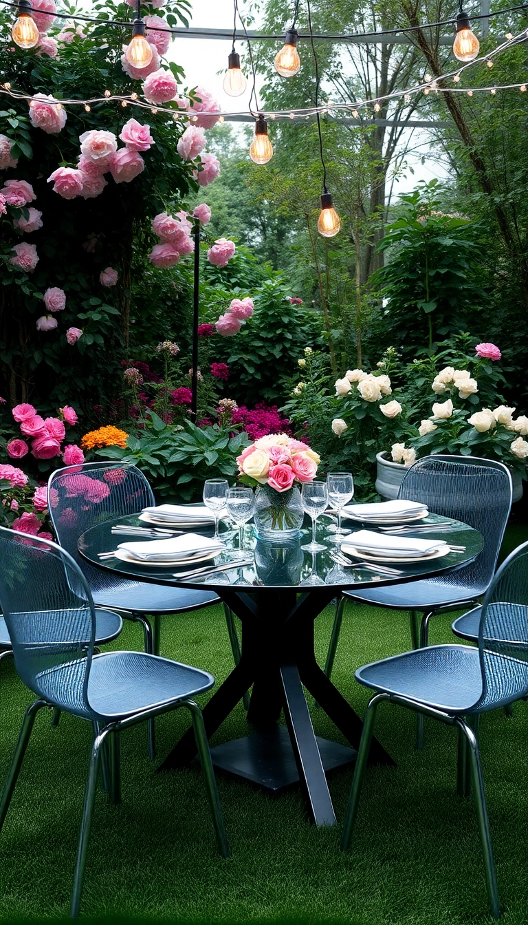 21 Decorative Garden Tables That Will Make Your Neighbors Jealous (You Won't Believe #5!) - 2. Chic Glass-top Elegance