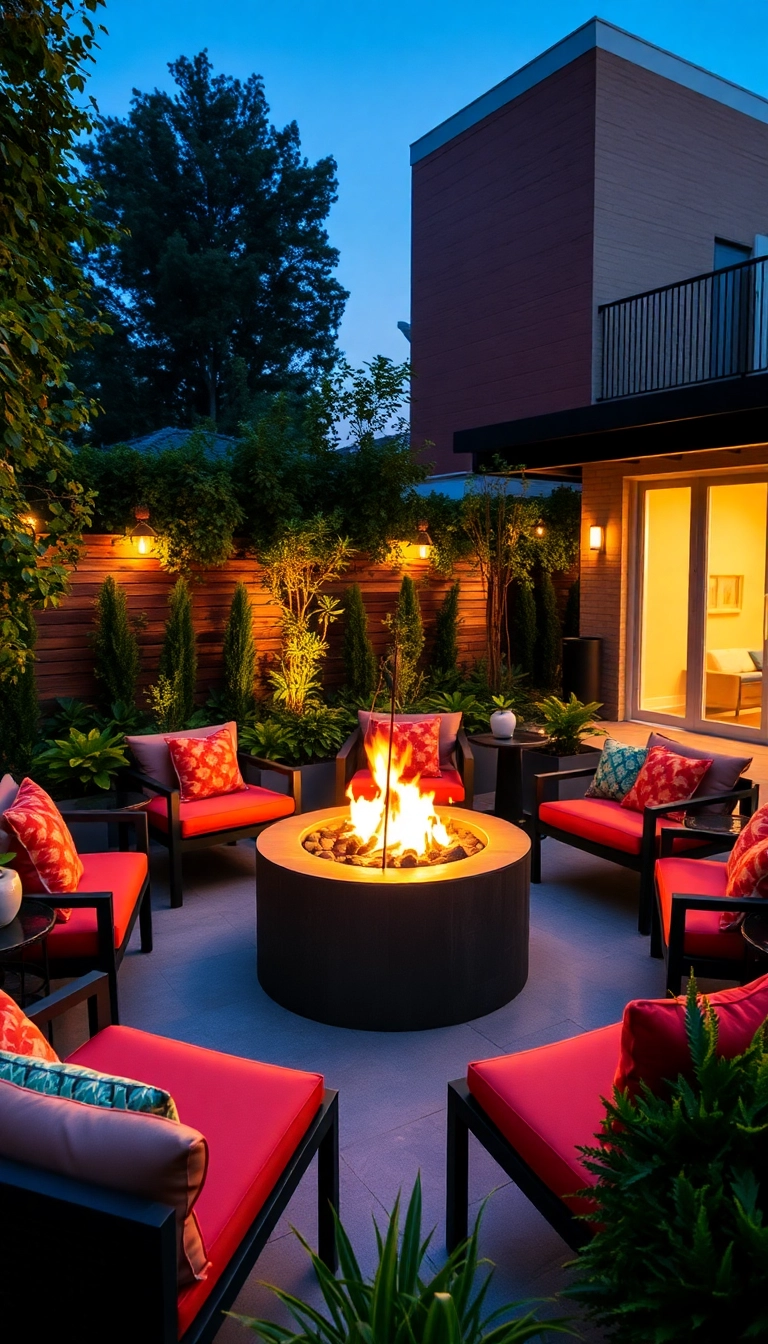 12 Stunning Modern Garden Designs That Will Transform Your Outdoor Space (You Won't Believe #5!) - 3. Contemporary Fire Pit Area