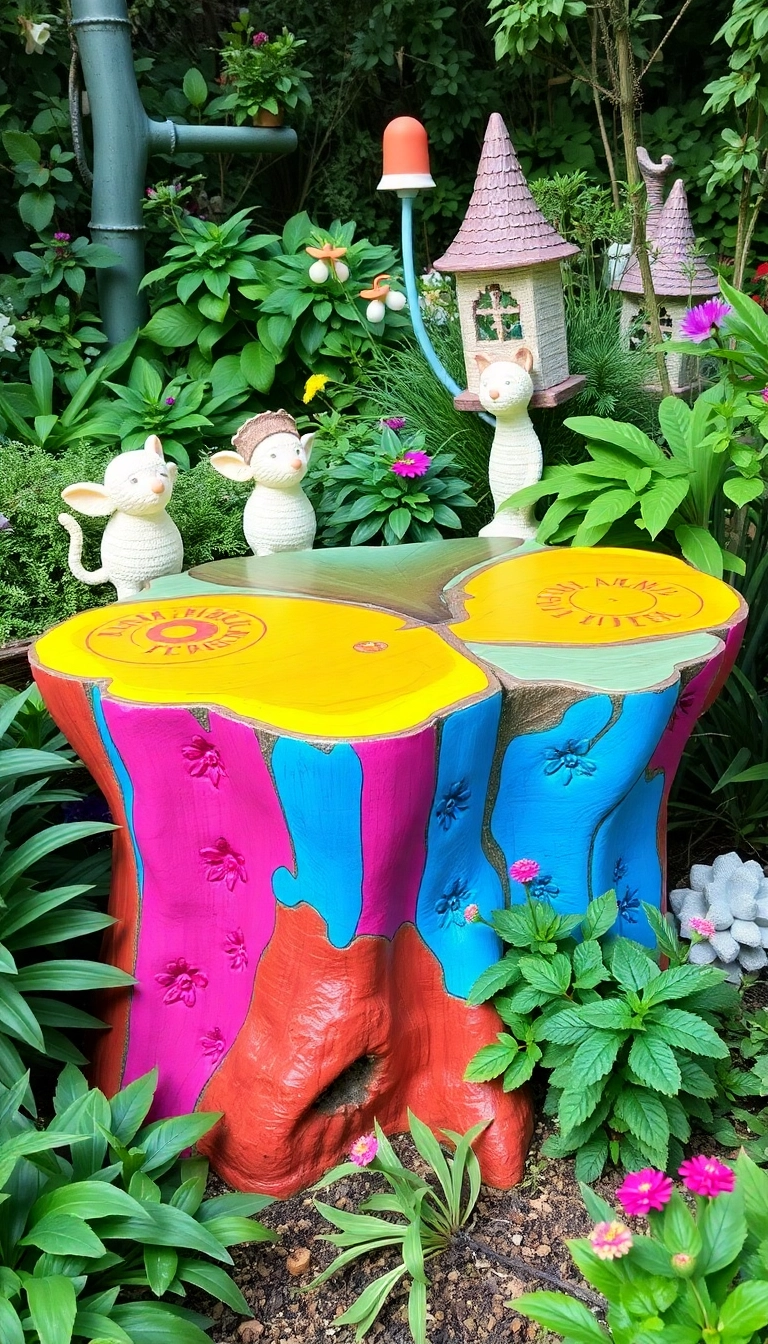 21 Decorative Garden Tables That Will Make Your Neighbors Jealous (You Won't Believe #5!) - 5. Artistic Statement Piece