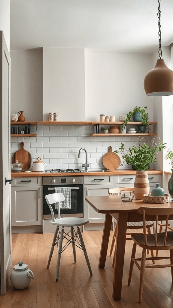 A cozy kitchen featuring organic shapes in decor.