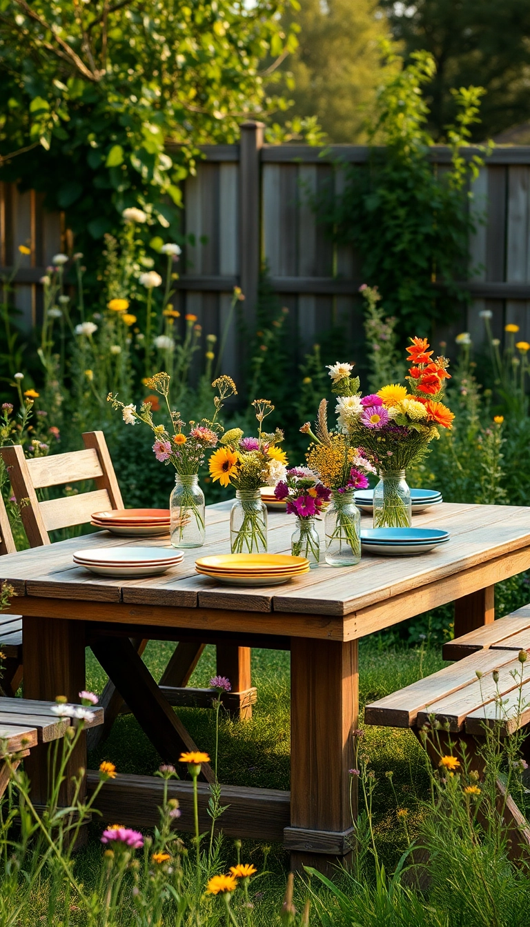 21 Decorative Garden Tables That Will Make Your Neighbors Jealous (You Won't Believe #5!) - 1. Rustic Wooden Charm