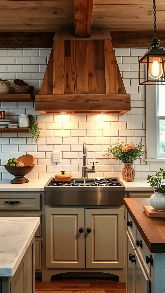 Cozy kitchen with shiplap backsplash and rustic decor