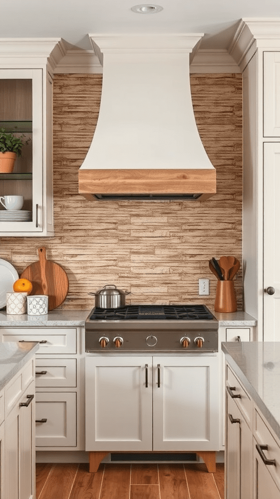 Kitchen featuring woven basket weave design on the wall with modern appliances.